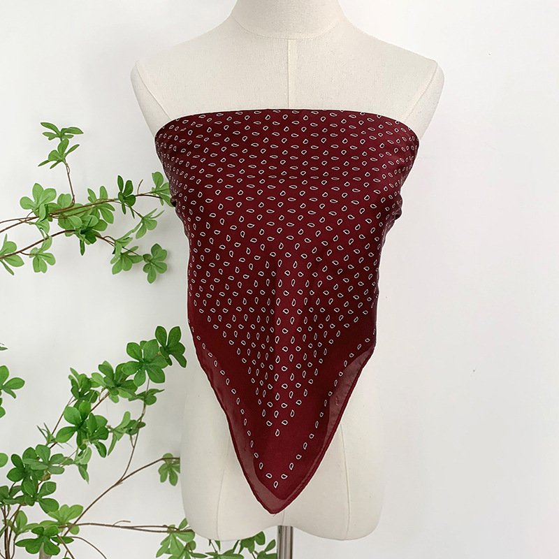 70 bufanda cuadrada de seda de imitación, bufanda de seda de flor de anacardo retro de alta calidad, pañuelo para el cabello, bufanda multiusos, chal superior de tubo