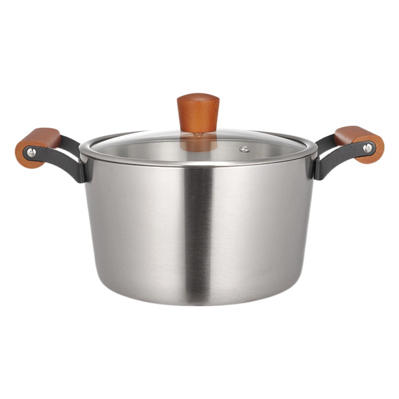 Chuangyu 304 olla de sopa de acero inoxidable engrosada de tres capas de acero sola manija olla de leche Cocina de Inducción de gas Regalo De fábrica universal
