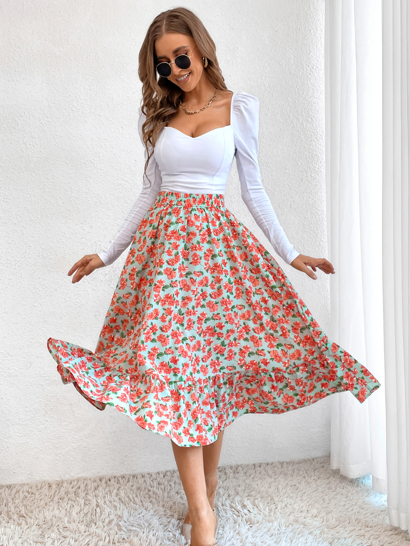 182g Weight Midi Dress Dress Length Type Skirt Dresses Type Spandex, Polyester Fabric Type High Waist Waist Line Inelastic Elasticity Holiday, Daily Occasion Regular Fit Fit Type Ditsy Floral, Leopard Pattern Spring, Autumn Season Women's Gender Casual, Streetwear Style Spring Autumn Casual Streetwear Ditsy Floral Leopard Spandex Polyester Midi Dress Skirts 12
