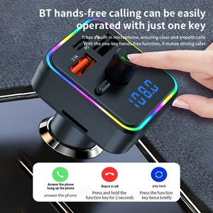 C34 Rəngli İşıqlı Avtomobil MP3 Pleyer Şarj Cihazı Hands-Free FM Transmitter