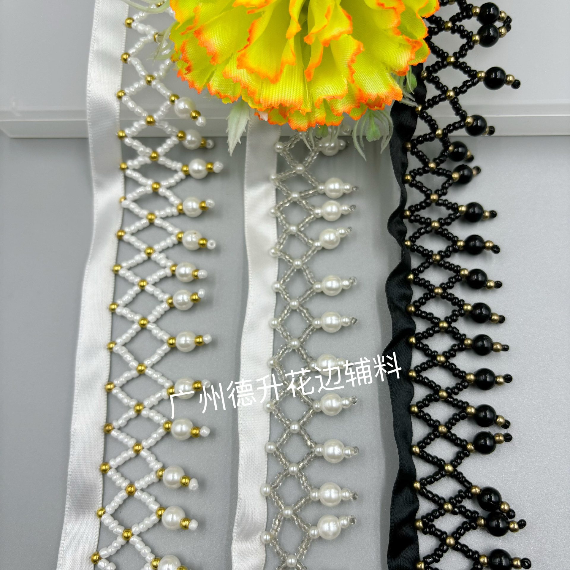源头工厂直销手工钉珠花边 菱形吊珠排须 民族风汉服婚纱礼服辅料