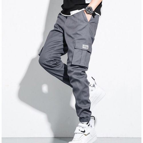 Men's Korean Style Trendy Autumn/Winter Matchable Streetwear Bootcut Sports Pants Loose Fleece Work Casual Long Pants