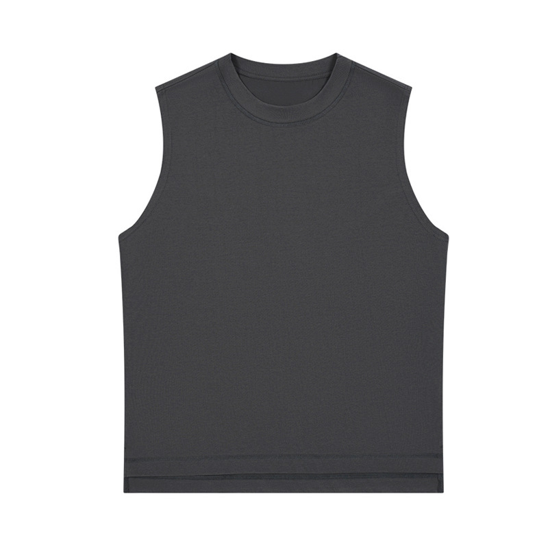 Chaleco de camiseta de algodón puro sin mangas, inyección digital directa sin sentido, estampado en caliente, bordado, deportes, fitness, ocio, deportes