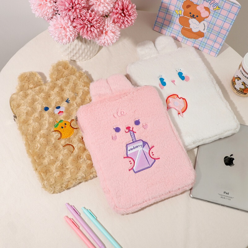 Japanese and Korean Bear 11inch iPad Bag Cute Girl Rabbit Clutch Bag Plush Tablet Storage Liner Bag Japanese and Korean Bear 11inch iPad Bag Cute Girl Rabbit Clutch Bag Plush Tablet Storage Liner Bag