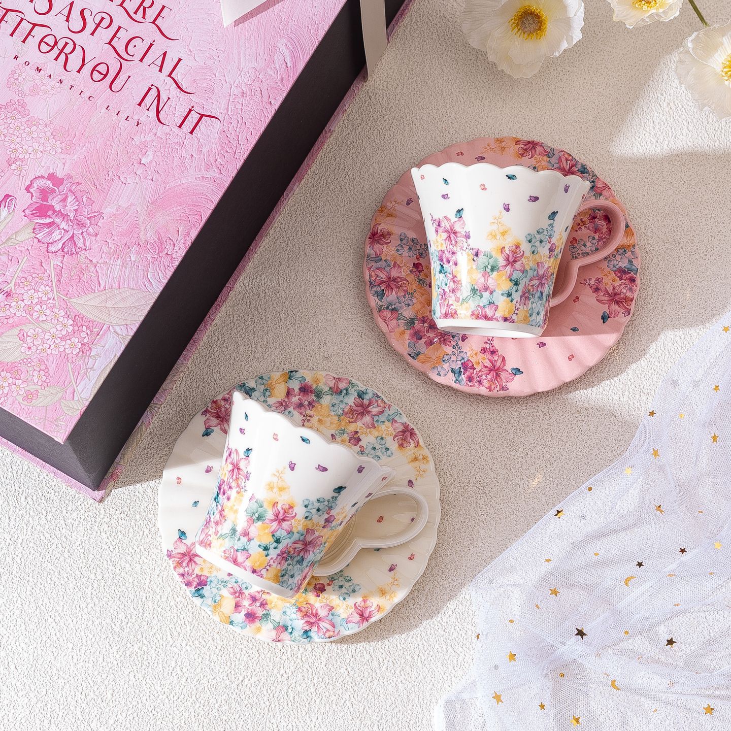 Highly Attractive Housewarming For Best Friend: Set Of Coffee Cups And 2 Saucers, Aernoon Tea Cups, Unique High-End_voghion.com