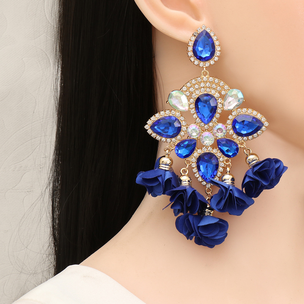 New Bohemian Color Diamond Flower Female Earrings Personality Accessories Wholesale display picture 4