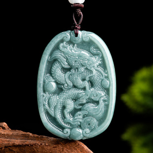 Natural a goods jade blue water domineering dragon king tongcai dragon zodiac dragon pendant ice jade stone men's and women's wholesale