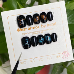 3D Monster Small Cute Hand-drawn Light-catching Cat Eye False Nails Light Therapy Nails Pure Handmade Wearable Nails Wholesale