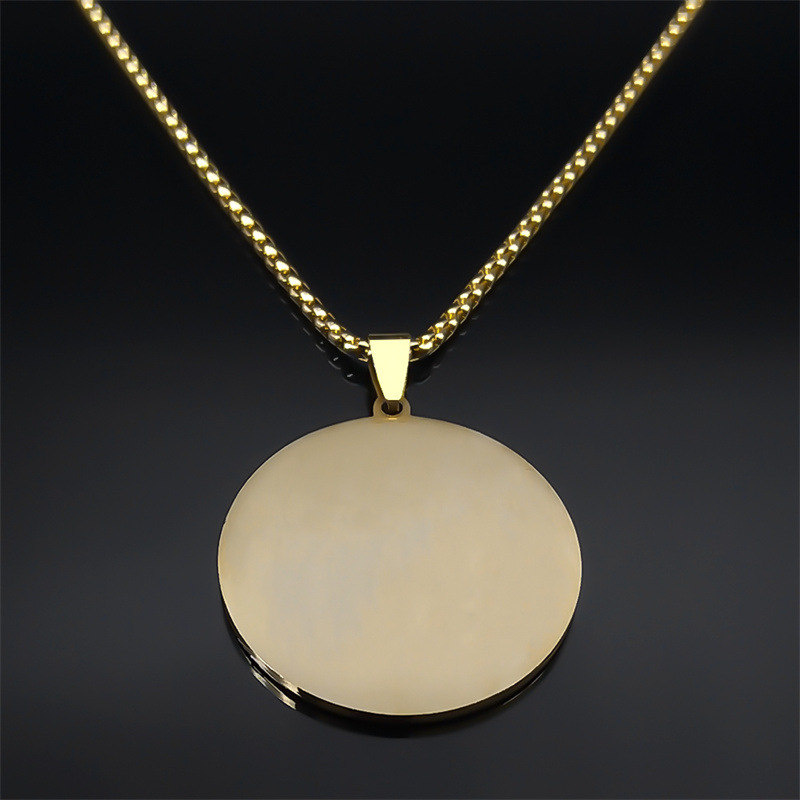 Nouveau collier pendentif rond personnalisé gravé en hébreu avec incrustation de diamants, en acier inoxydable inaltérable, pour femme_voghion.com