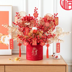 新築祝い、幸運の果実、新居への引っ越しの喜び、リビングルームの装飾、結婚式の造花ギフト、引っ越しの祝福バケツフラワーアレンジメント