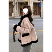 皮毛小香风一体冬季羊羔毛2025毛绒外套新款加厚秋冬小个子短棉服