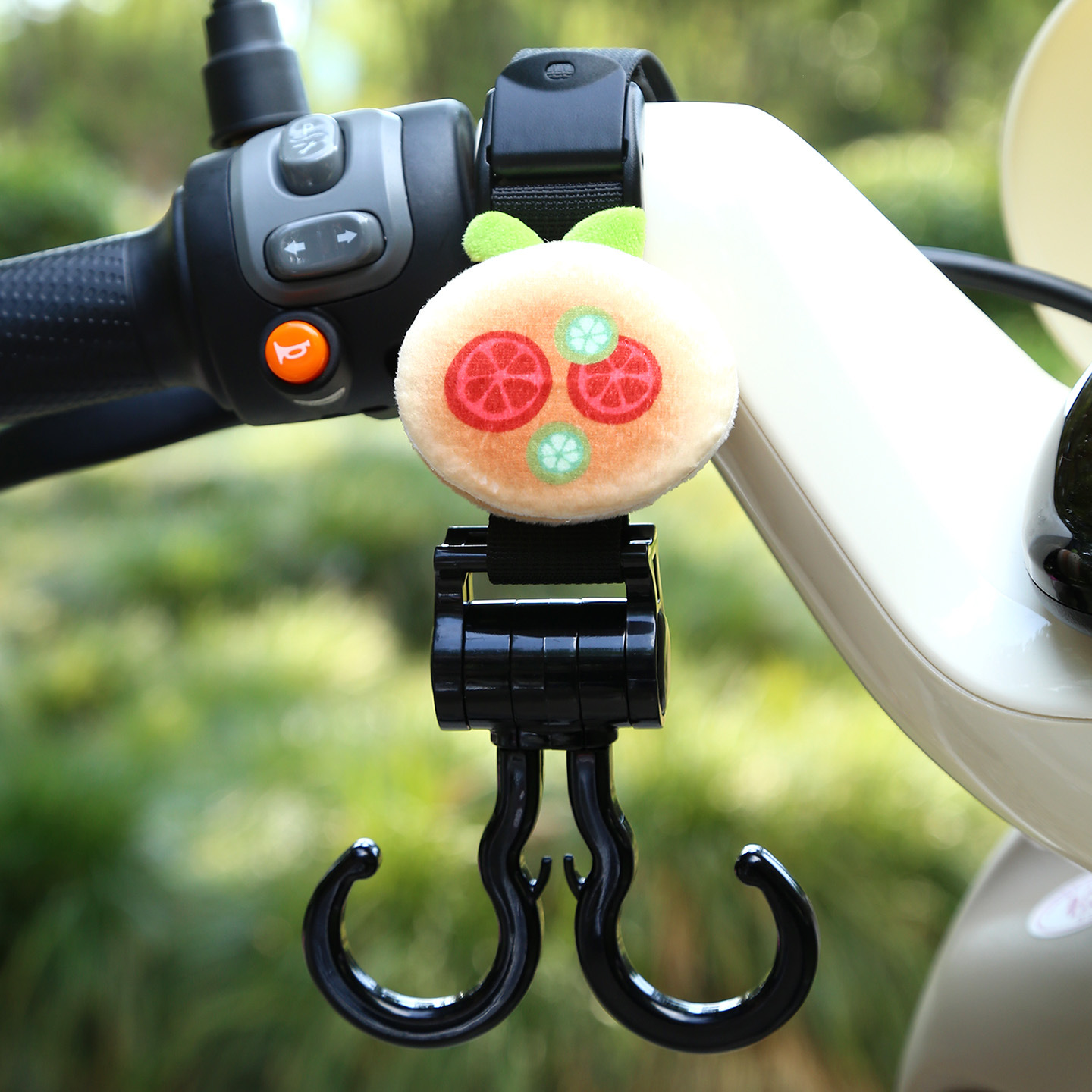 Electric Vehicle: Universal Other Electric Vehicle Accessories - black-double-hook-cute-hamburger-plush-extended-45cm