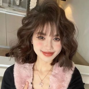 Xu Chang Wig Female Short Hair Retro Hong Kong Style Age-reducing Bob Wool Curly Popular Air Bangs Curly Hair Full Headgear