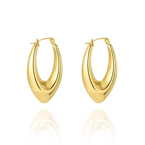 ins European and American Internet celebrity simple twist U-shaped titanium steel earrings non-fading 18K real gold plated fashion versatile earrings for women