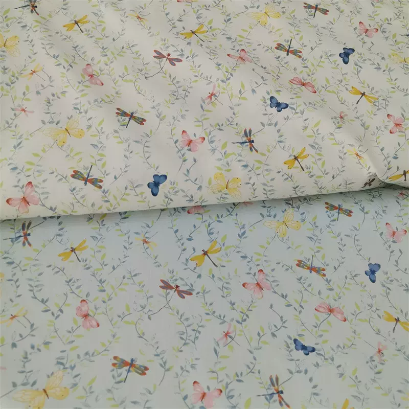 爆款蝴蝶日韩印花全棉布 宝宝服装纯棉斜纹面料 1.6幅宽手工面料