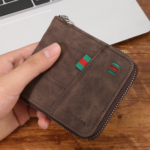 Men's Wallet Zipper Multifunction Card Holder Combo Pure 2025 New Men's Leather Wallet Credit Card Holder Anti-Magnetic Driver's License