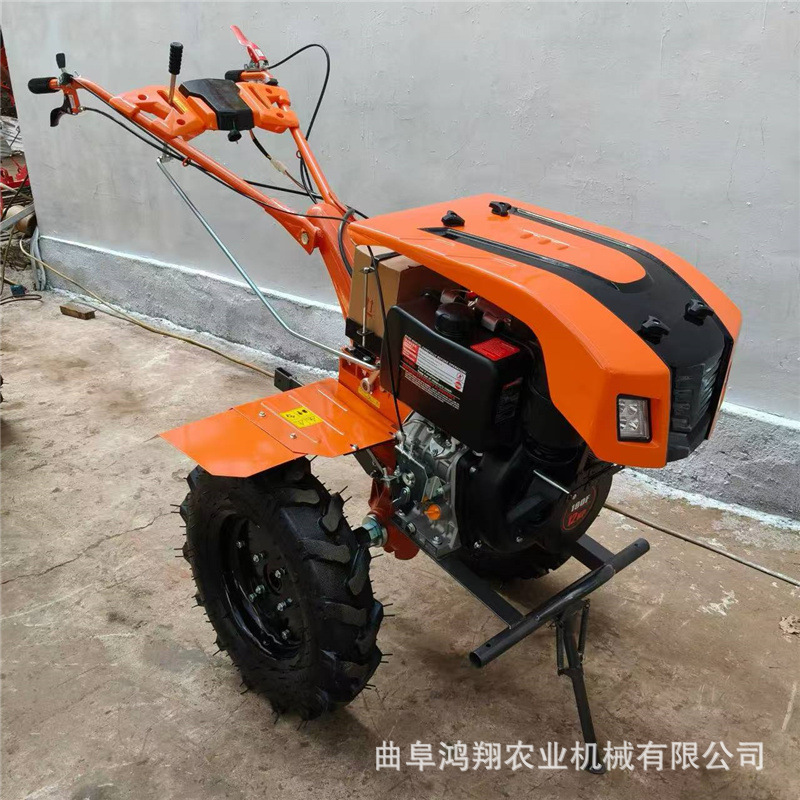 家用小型两驱微耕机15马力照明款柴油电启动旋耕机硬地深翻犁田机|undefined