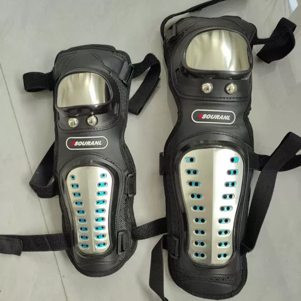 New stainless steel protective gear cross-country motorcycle knee pad elbow pad four-piece long fall protection warm leg protection
