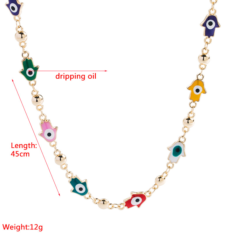 fashion copper inlaid color dripping oil butterfly elephant palm eye pendant long necklace