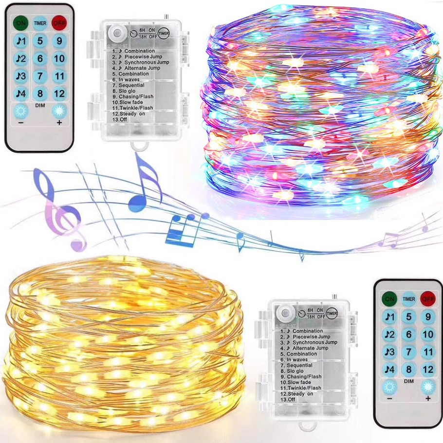Al Aire Libre inteligente USB música control de voz alambre de cobre Cadena de luz RGB cortina luz LED camping fiesta atmósfera decoración cadena Luz