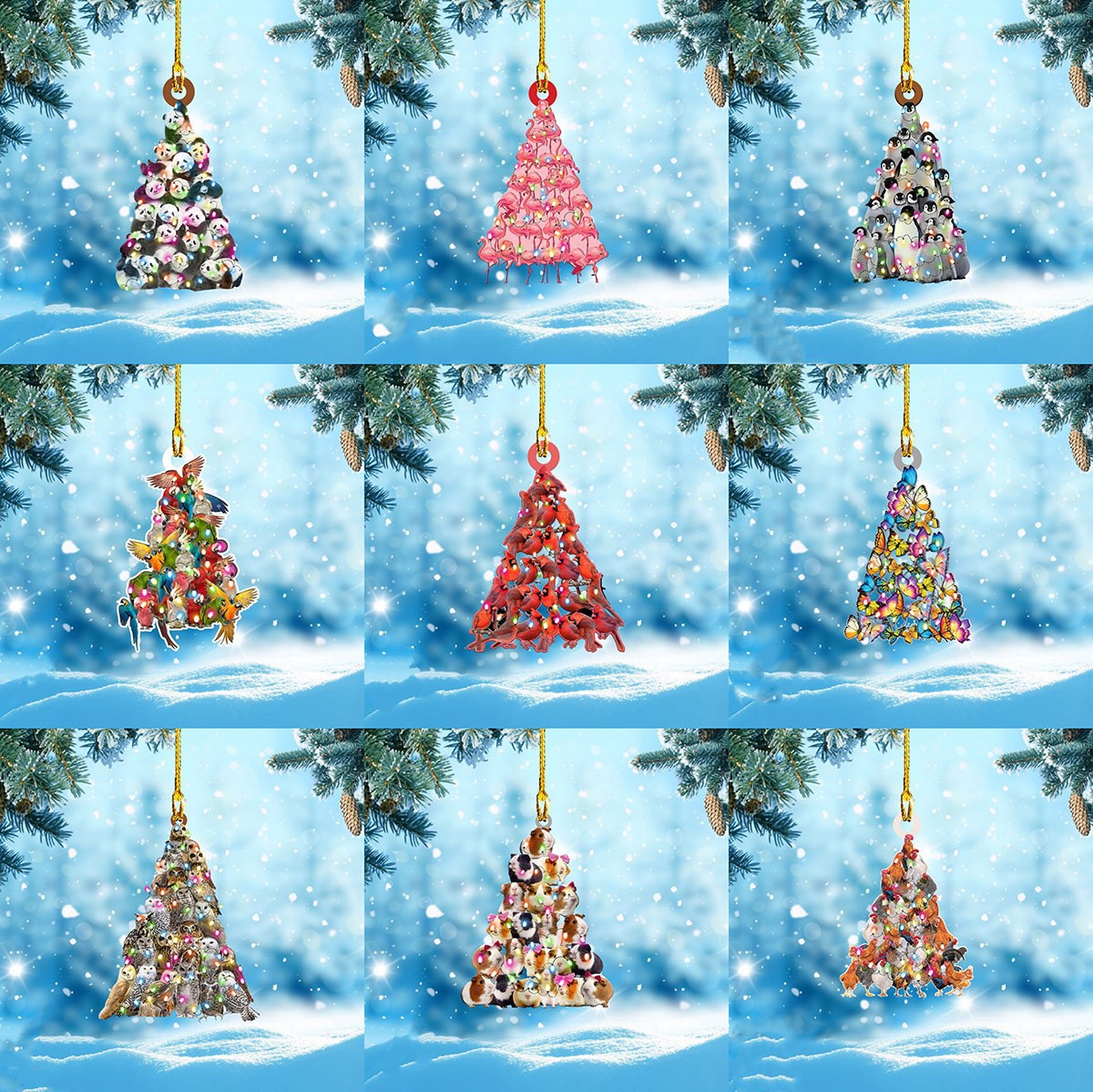 Árbol de Navidad creativo acrílico plano regalo de Navidad casa de vacaciones espejo retrovisor decoración colgante