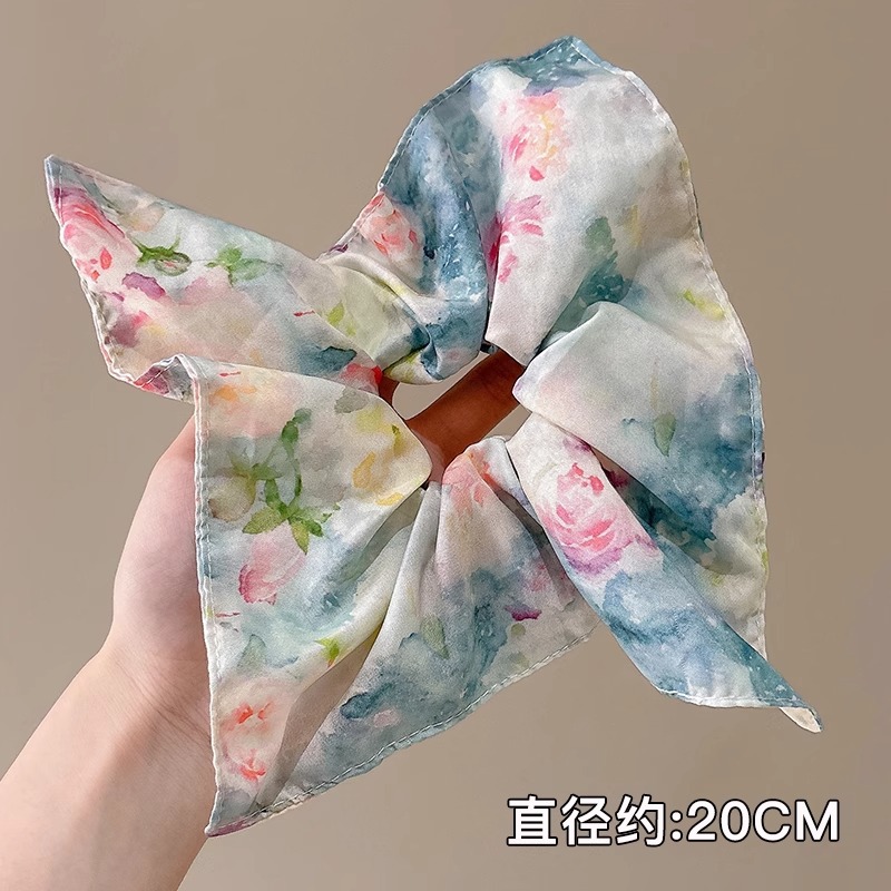 Anillo de pelo de intestino grueso súper grande coreano para mujer 2025 nuevo estilo de alta gama cordón de pelo de encaje plisado temperamento dulce cuerda de cabeza de flor