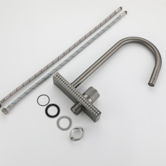 Stainless steel gun-shaped rain shower faucet, large single-bowl rain shower basin, single-bowl rain shower pull-out faucet