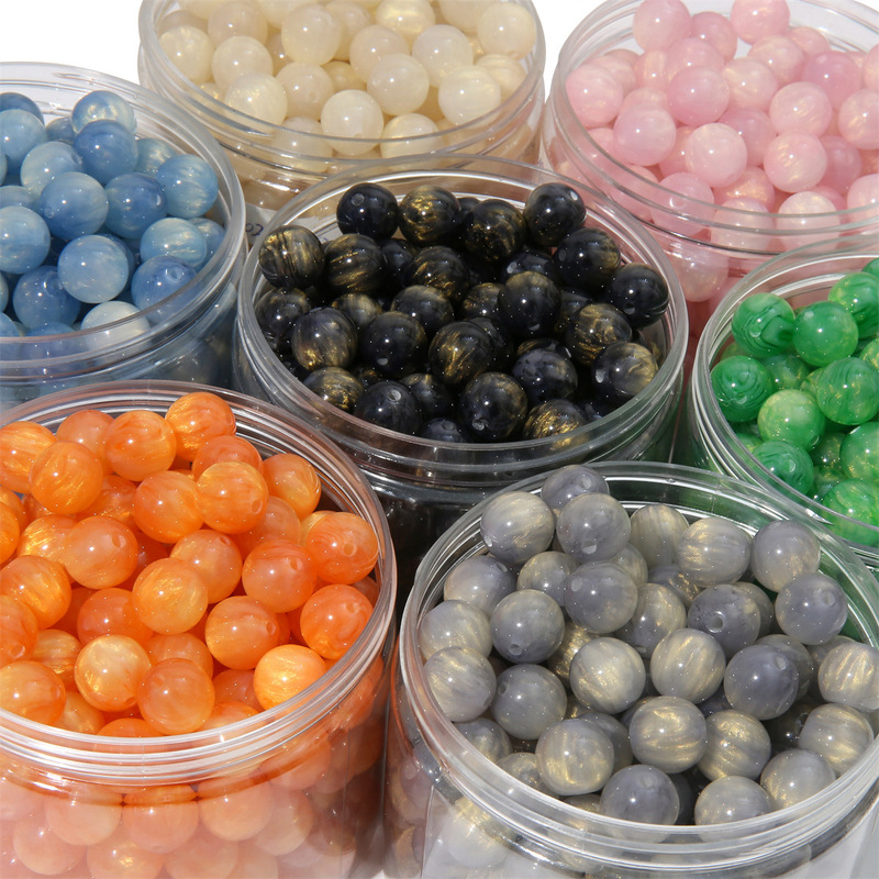 Fantasy Girl Starry Sky Streamer Smudged Round Beads Through-Hole Loose Beads DIY Handmade Beaded Bracelet Necklace Material Accessories