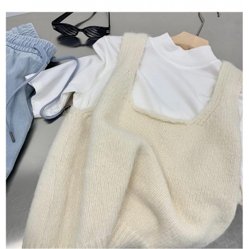 KANING Layered U-Neck Knit Vest Women 2025 Versatile Loose Lazy Sleeveless Knit Top Women's Cardigan