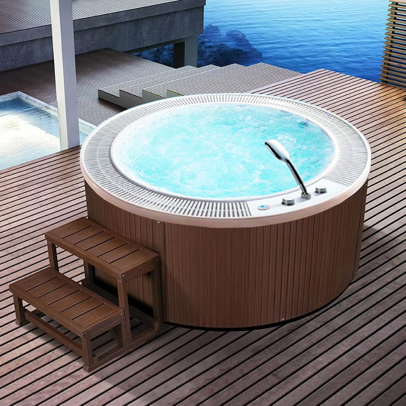 Light Luxury Surf Massage Bathtub Outdoor Bathtub Garden Villa Swimming Pool Round Cross-Border Bathtub Whirlpool Spa Tub