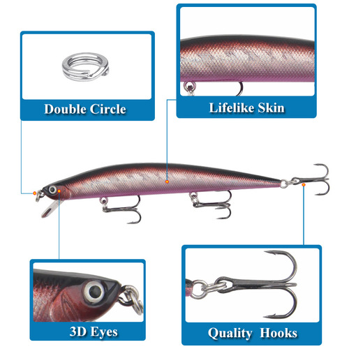 Lure Cross-border New Far-throw Floating Water Sound Beads Minnow Simulation Fake Bait Upward Jaw Freshwater Sea Fishing Lure Fishing Tools 
