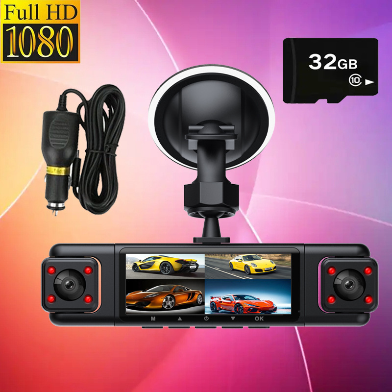 Qìchē – 4 Lens 360° Driving recorder - front-lens-left-lens-right-lens-32g-card