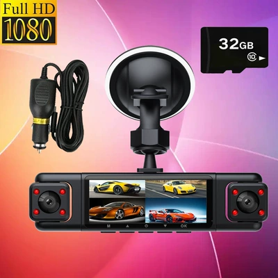4-Lens 4-Record 360-Degree Wifi Driving recorder - front-lens-left-lens-right-lens-32g-card