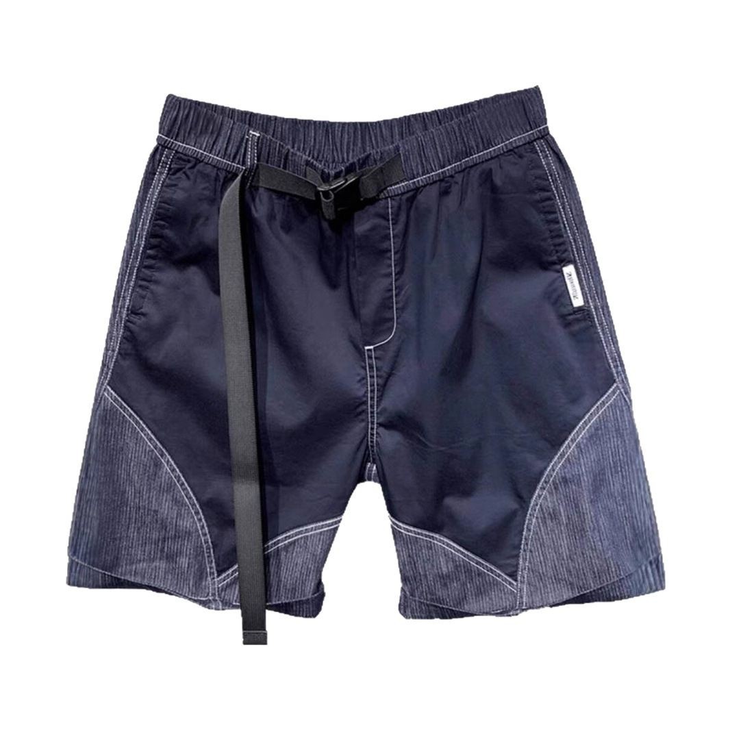 Herren-Jeansshorts mit Farbblock-Design für Jungen – Sommermode mit einzigartigem Stil und vielseitigem Schnallengürtel – Freizeitkleidung für Teenager_voghion.com