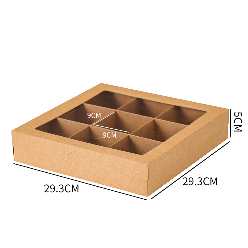 Caja de pastel de luna roja Jiugongji caja de regalo transparente pasteles chinos postre pastel de punto occidental caja de regalo de dulces