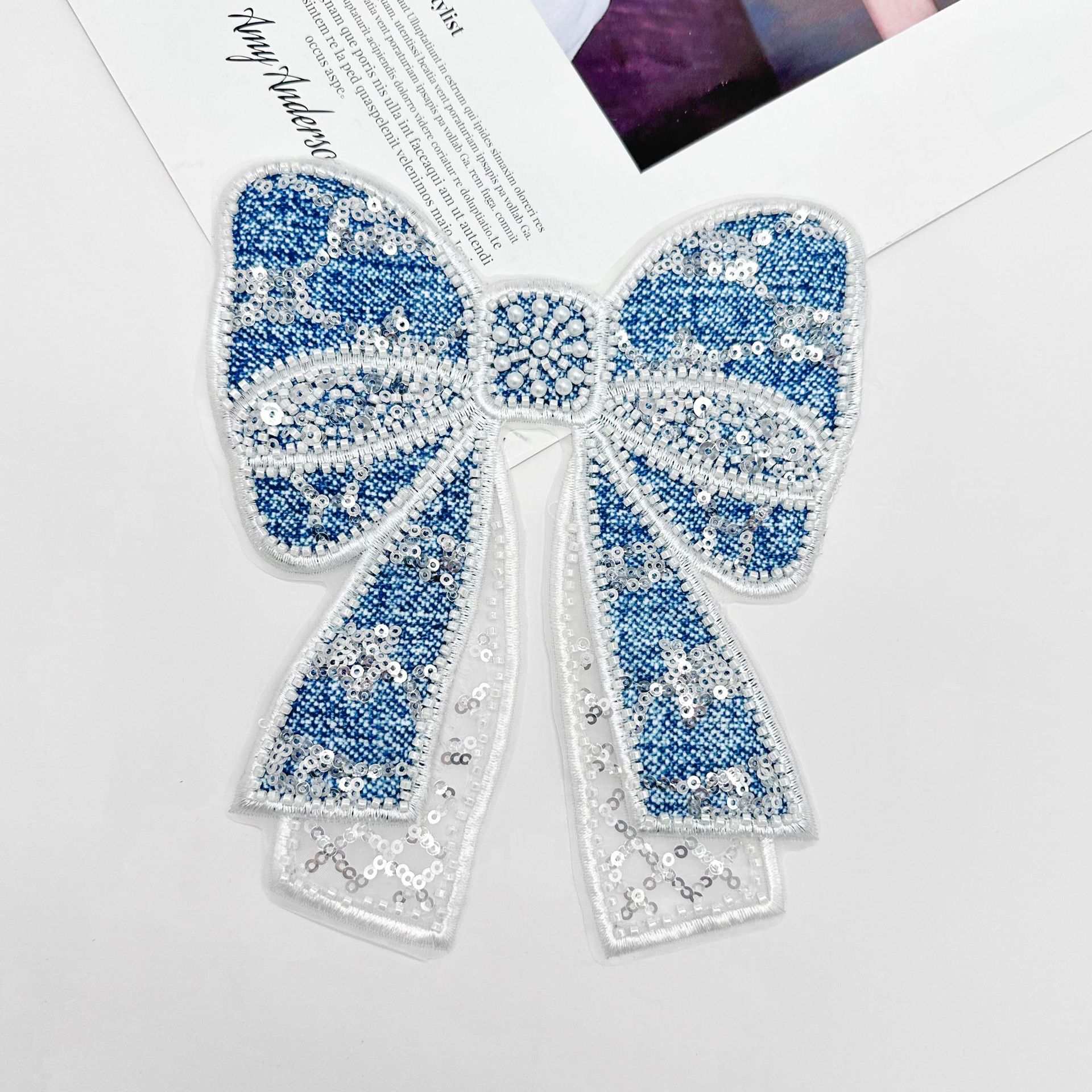 Nueva tela de malla de doble capa de vaquín sequinilla arco de tela decoración camiseta vestido tocado maleta image 4
