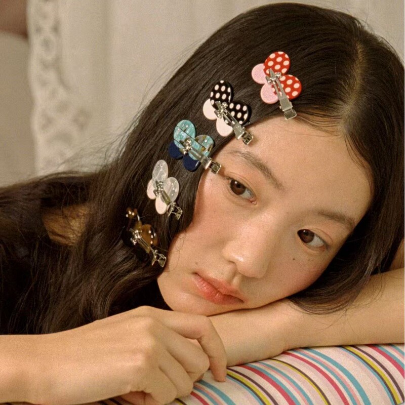 Small Polka Dot Butterfly Seamless Acetate Hair Clip, Duckbill Clip, Bangs Clip, Fashionable Versatile Korean and Japanese Hair Accessory Small Polka Dot Butterfly Seamless Acetate Hair Clip, Duckbill Clip, Bangs Clip, Fashionable Versatile Korean and Japanese Hair Accessory