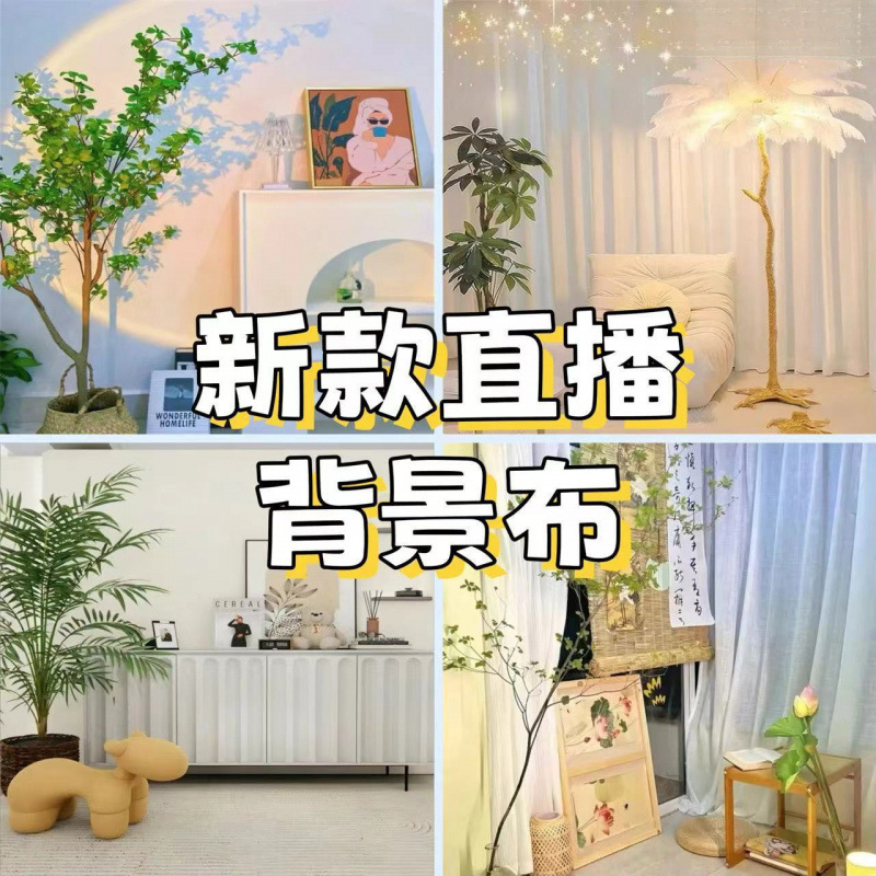 感立体直播背景布装饰移动网可新款红高级高清拍照挂布简约