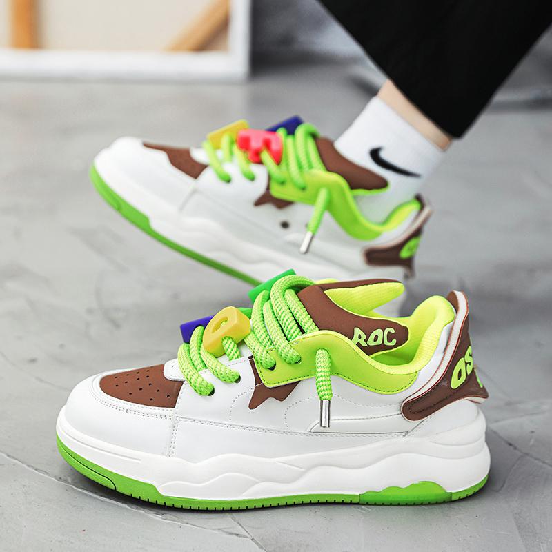 Fashion brand men's shoes autumn 2023 new niche original student leather board shoes thick soles increase sports bread tide shoes_voghion.com