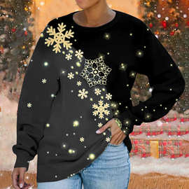 女装 圆领卫衣数码印花女卫衣休闲外套 春秋时尚潮牌宽松3D女卫衣