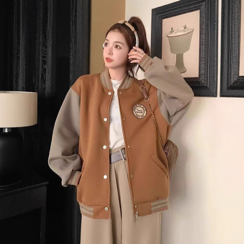 American Retro Baseball Jacket for Women, Autumn and Winter 2026 New Style, Loose and Versatile Casual Couple Jacket Top, Trendy American Retro Baseball Jacket for Women, Autumn and Winter 2026 New Style, Loose and Versatile Casual Couple Jacket Top, Trendy