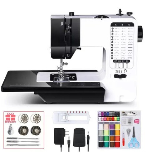 Sewing Machine for Home Use, Mini Small Desktop Multifunctional Flat Sewing Machine, Curve Lockstitch Electric Tailor Sewing Machine with Belt