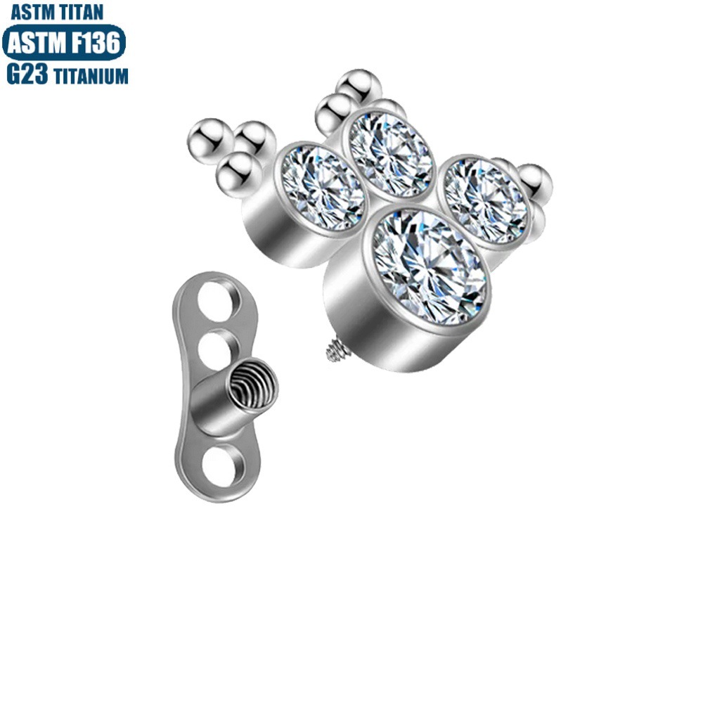 Silver pointed spike labret stud material detail