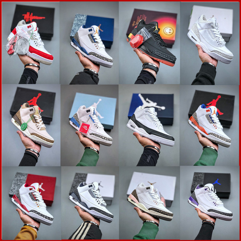 Putian Shoes Company-level Cross-border AJ3 Hiroshi Fujiwara North Carolina Blue Cherry Blossom White Red Midnight Blue Joe 4 Men's and Women's Sports Basketball