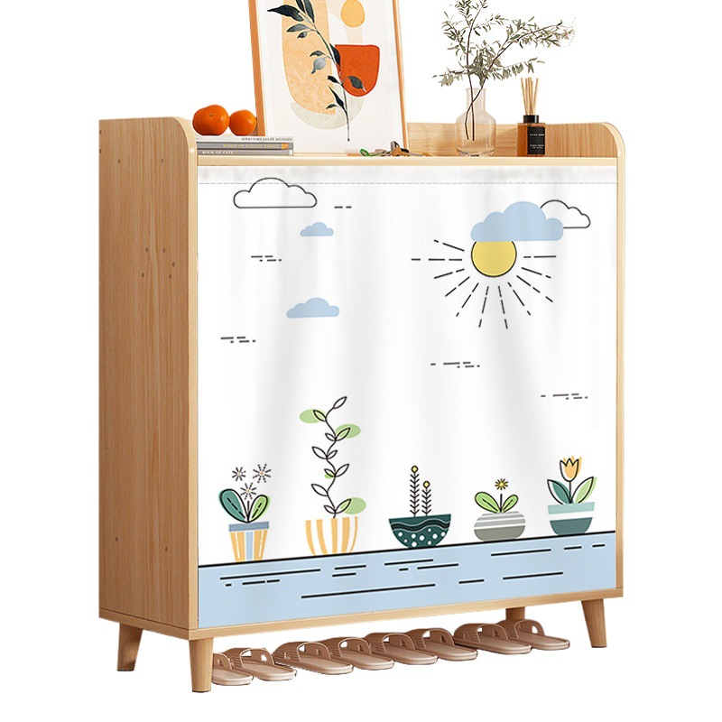 Gabinete de tela cortina Velcro autoadhesivo zapato gabinete cortina ciega libre perforado armario muebles gabinete puerta cortina hogar