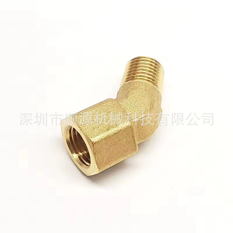 Американский внутренний и внешний зубной шестиугольный 45 градусов медный колена 1/4 NPT зубной медный L-образный колена кованый 1/4 утолщение 45 градусов