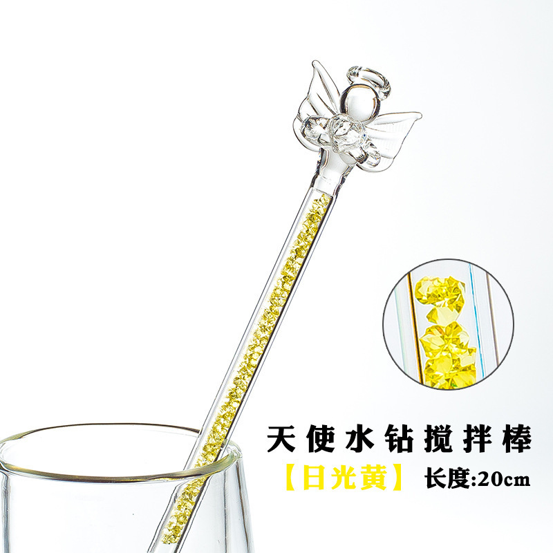 Entrega de una sola pieza de vidrio Ángel varilla de agitación café leche en polvo leche té bebida taza de jugo varilla de agitación ventas directas de fábrica