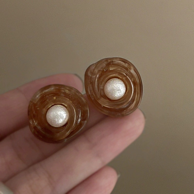 Серебряная игла, белый цирконий, модные милые серьги из жемчуга, цветок, французский стиль