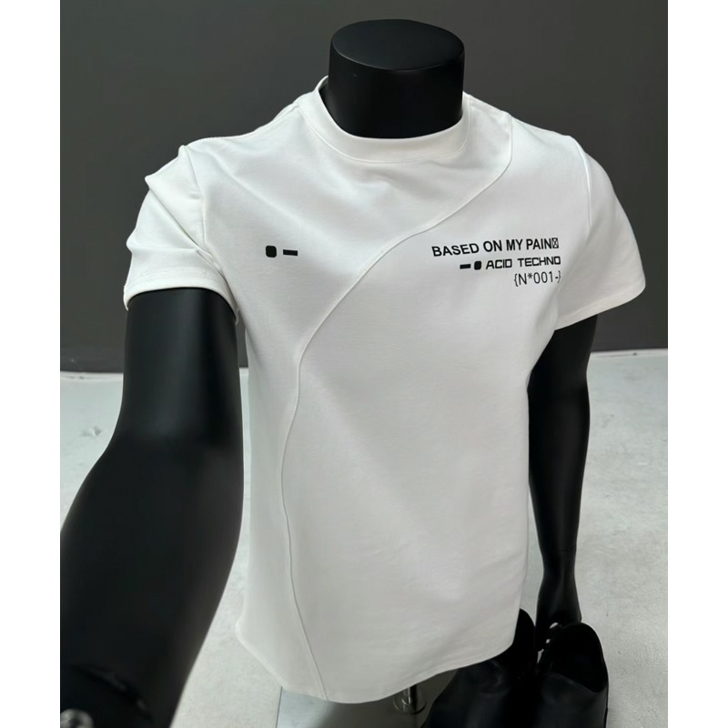 T-shirt uomo maniche corte stile americano patchwork wide fit_voghion.com