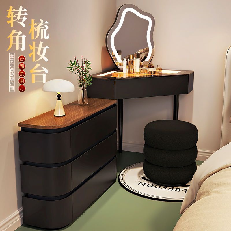 2025 New Solid Wood Small Apartment Corner Dresser Triangle Cupboard Integrated Home Bedroom Corner Dressing Table Bed